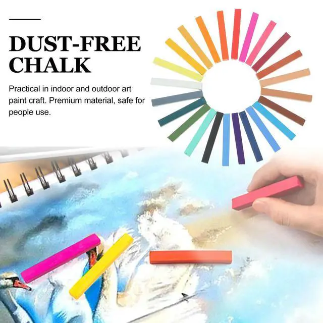 Alt view image 3 of 3 - 1Pack 24 Colors Vibrant Chalk Set Washable Chalk for Indoor Outdoor Art Craft Coloring Drawing on Blackboard Pavement