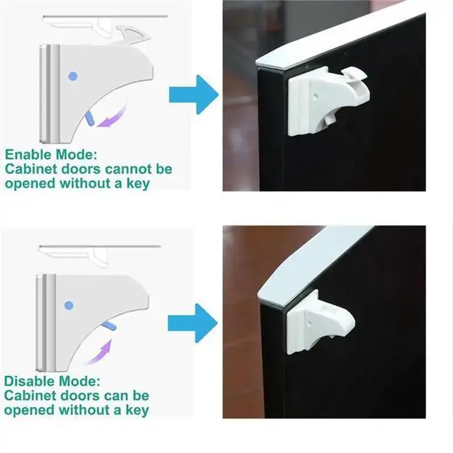 Alt view image 2 of 3 - Cabinet Latch Locks With Adhesive 12-Pack Child Safety Magnetic Cabinet Locks Baby-Proofing