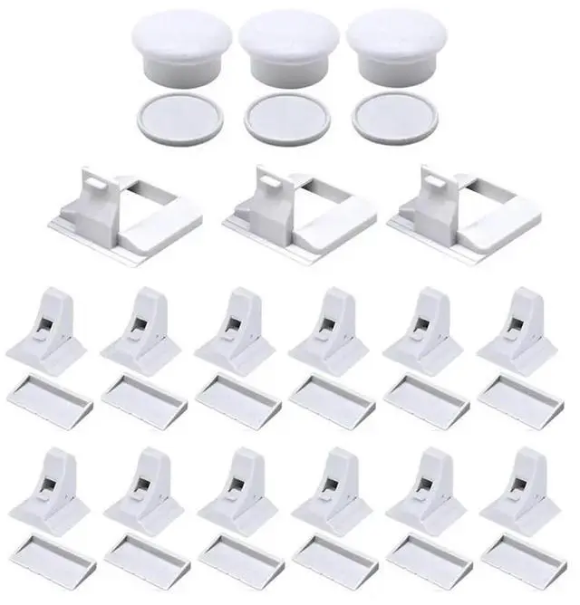 Main image of Cabinet Latch Locks With Adhesive 12-Pack Child Safety Magnetic Cabinet Locks Baby-Proofing