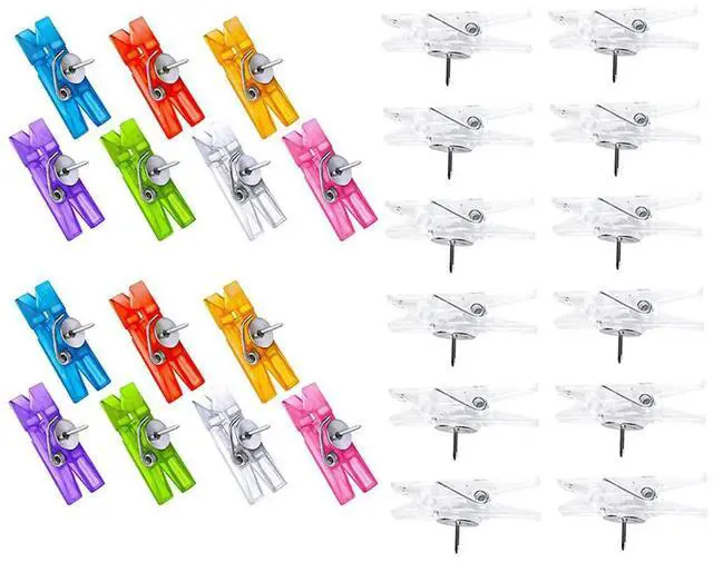 Alt view image 2 of 3 - 2 Boxes Decor Photo Clips Multi-Function Pushpin Clips for Hanging Photos Cards and Craft Decorations Party Supplies