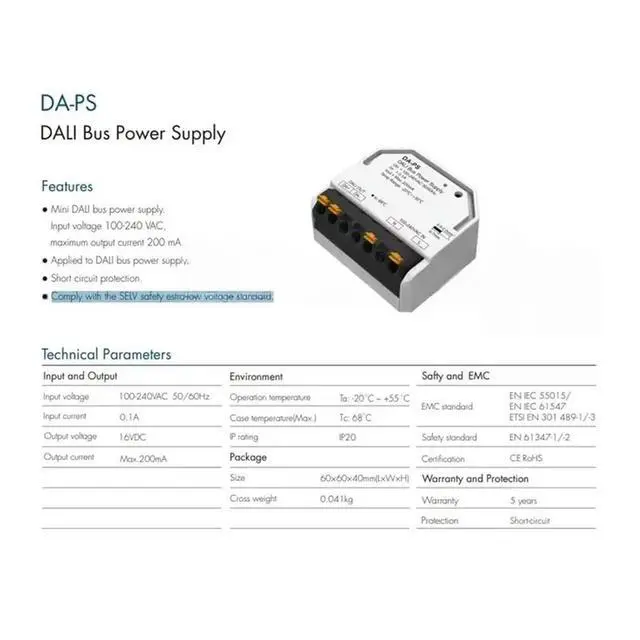 Alt view image 3 of 3 - DALI Switch Dimmer DA-PS AC110V 220V 230V Current 200Ma SELV Safety Standard Applied