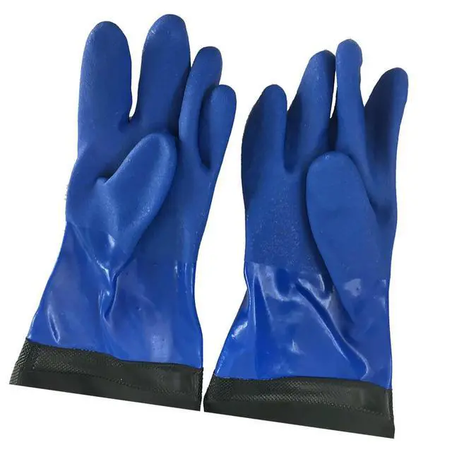 Alt view image 2 of 3 - 1Pair Thicken Industrial PVC Gloves Oil Acid Alkali Resistant Waterproof Skid Proof Tear Resistant for Dishwashing Car Washing