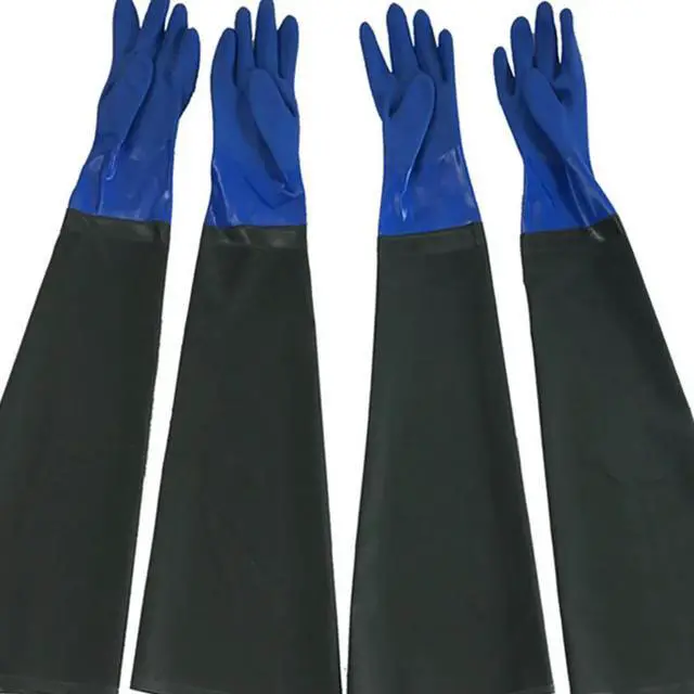 Alt view image 3 of 3 - 1Pair Thicken Industrial PVC Gloves Oil Acid Alkali Resistant Waterproof Skid Proof Tear Resistant for Dishwashing Car Washing
