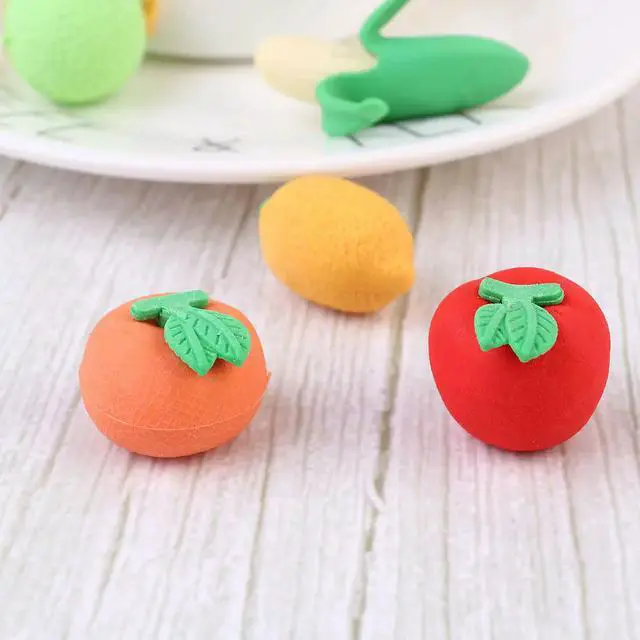 Alt view image 2 of 3 - 12Pcs Creative Fruit Pencil Eraser Cartoon Soft Comfortable School Supplies Student Eraser Stationery Party Gifts