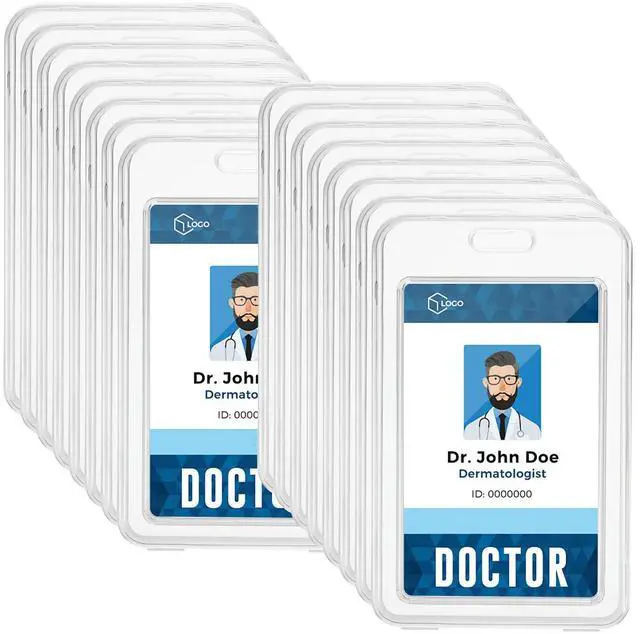 Alt view image 3 of 3 - 20Pcs Lightweight Plastic Id Badge Holder Transparent Frosted Material for Cards Passports Name Tags Professional