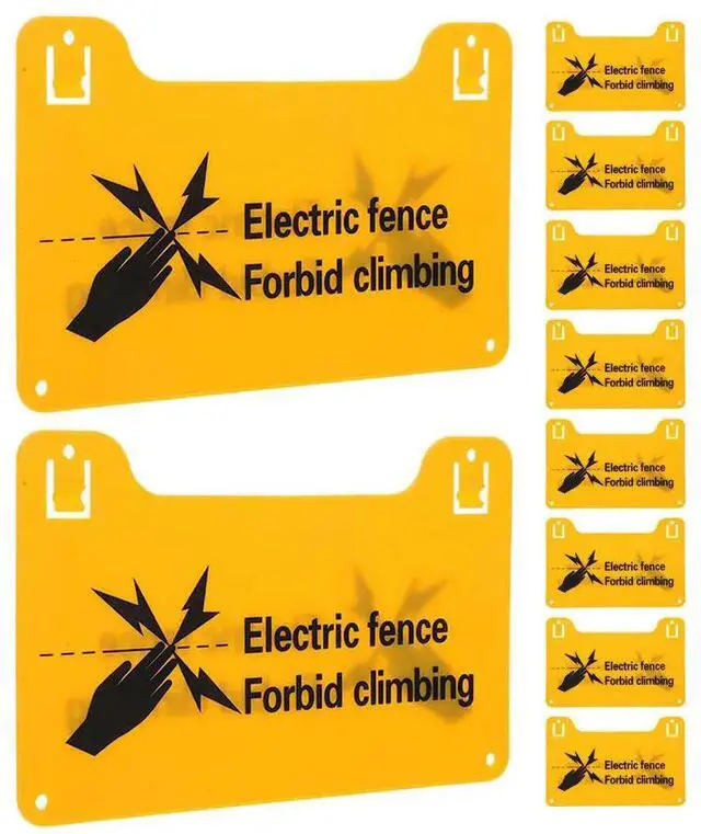 Main image of 10Pcs Electric Fence Warning Sign High Visibility Forbid Climbing Safety Caution Outdoor Farm Industrial Yard Danger Alert el