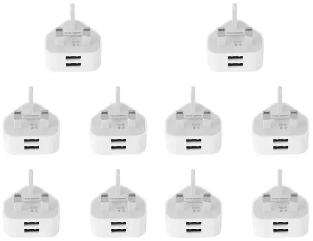 Main image of 10X Universal Usb Uk Plug 3 Pin Wall Adapter With Usb Ports Travel Charging For Phone Ipad(2 Po