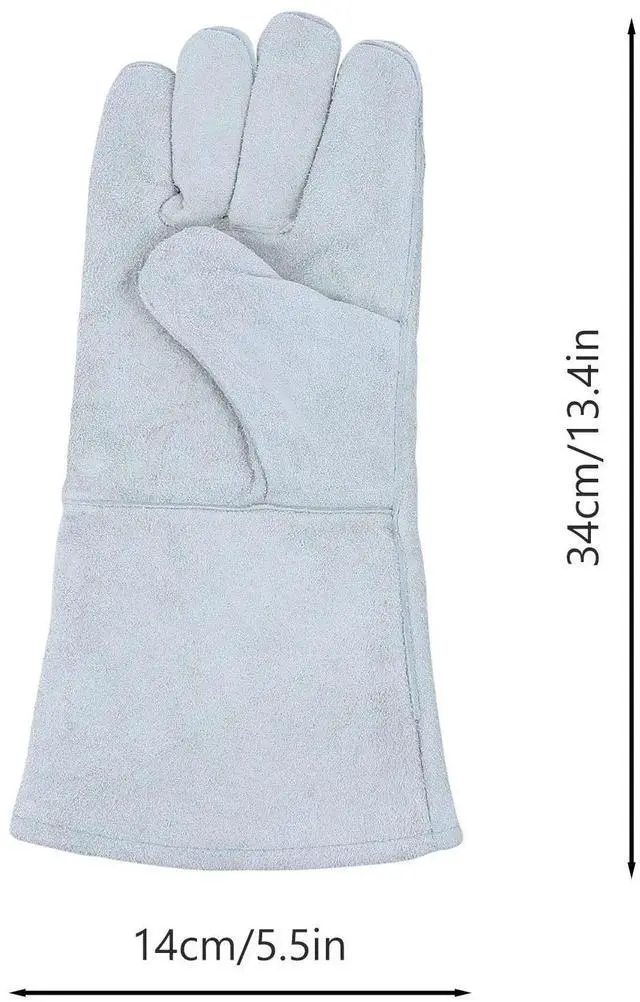Alt view image 3 of 3 - 1Pair Heat Resistant Cowhide Gloves Welding Protection Breathable Sweat Absorbing Warm Winter Cold Weather Unisex Rigger Outdoor