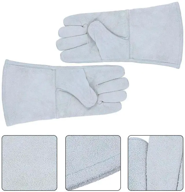 Main image of 1Pair Heat Resistant Cowhide Gloves Welding Protection Breathable Sweat Absorbing Warm Winter Cold Weather Unisex Rigger Outdoor