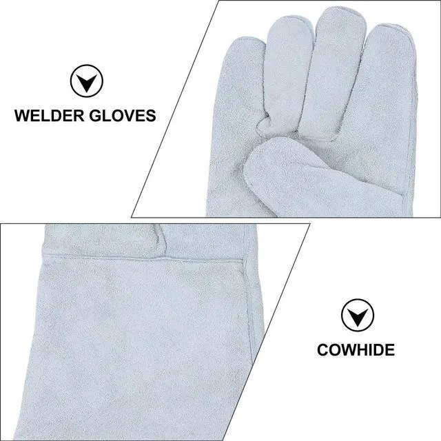 Alt view image 2 of 3 - 1Pair Heat Resistant Cowhide Gloves Welding Protection Breathable Sweat Absorbing Warm Winter Cold Weather Unisex Rigger Outdoor