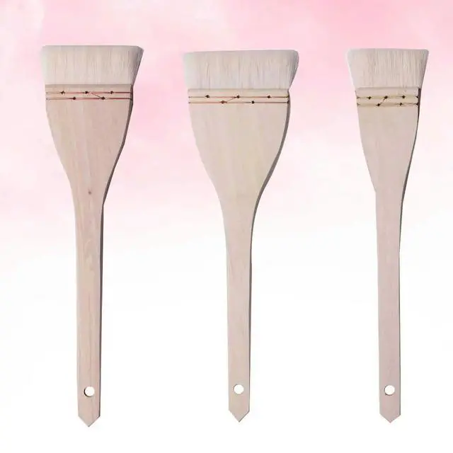 Alt view image 2 of 3 - 3Pcs Wool Hair Painting Brushes Hand Drawing Set Copper Wire Lightweight Oil Wall Painting Hand Drawing Wool Hair