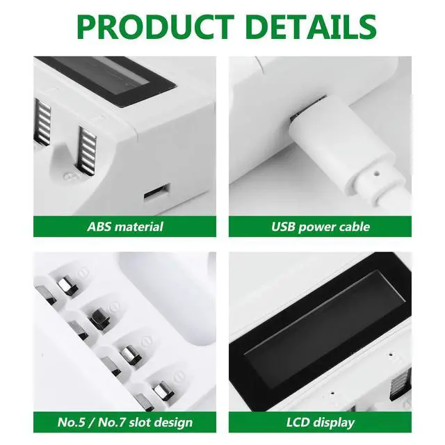 Alt view image 2 of 3 - 4 Slot Universal LCD Charger for Rechargeable Aa Aaa Batteries with Independent Charging Slots