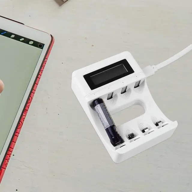 Main image of 4 Slot Universal LCD Charger for Rechargeable Aa Aaa Batteries with Independent Charging Slots