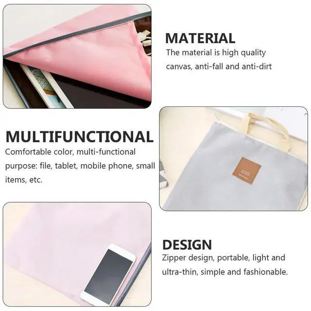 Alt view image 2 of 3 - 2Pcs Wear-Resistant Canvas Bag Zipper Design Briefcase for Laptop Tablet Documents File Organizer Business