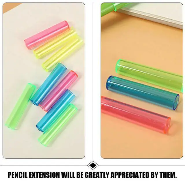 Alt view image 2 of 3 - 230Pcs Pencil Caps Plastic Protective Covers Transparent Pencil Tip Extenders Office Stationery Office Supplies