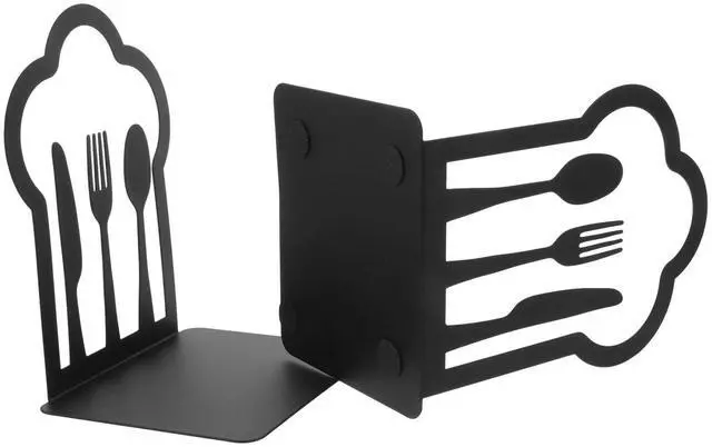 Main image of 2Pcs Crafted Iron Book Stands Heavy Duty Bookends with Non-Slip Pads Multi-Function Book Organizer for Desk Shelf Living Room