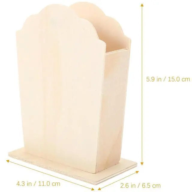 Alt view image 2 of 3 - 4Pcs Unfinished Wooden Pen Holders DIY Blank Wood Pen Brush Containers Paintable Desk Pencil Cups Unfinished Stationery Holder