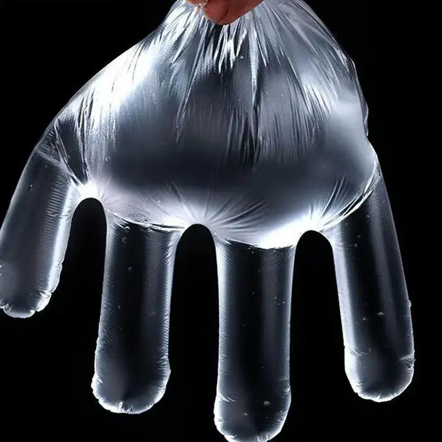 Alt view image 3 of 3 - 300Pcs Thickened Transparent Food Grade Pe Work Gloves for Industrial or Cleaning Coins Slides