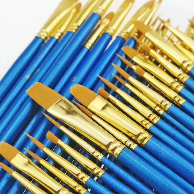 Main image of 50Pcs Colored Paintbrush Set Lightweight Painting Tools for Students Artists Professionals Kids Daily Practice Gift