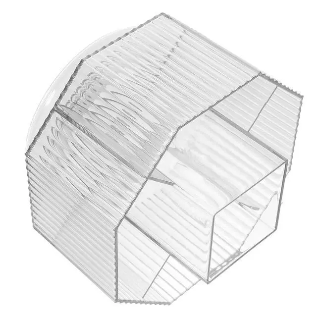 Alt view image 2 of 3 - Rotary Pen Organizer for Desk with Rotating Grids Clear Pencil Holder for Office Bedroom Art Supplies Makeup Brushes