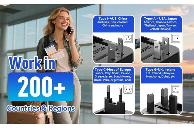 Alt view image 2 of 3 - Universal Travel Adapter Multi-Function Gan Fast - Global 110V To 250V Compatibility
