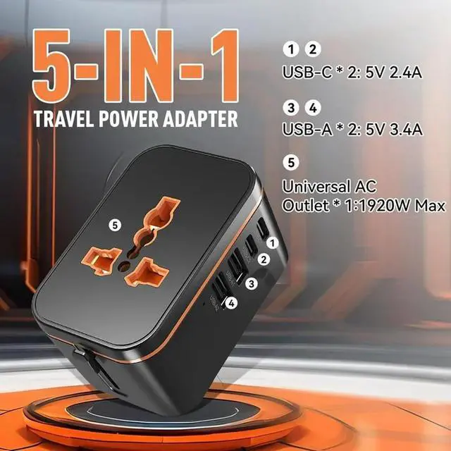 Alt view image 3 of 3 - Universal Travel Adapter Multi-Function Gan Fast - Global 110V To 250V Compatibility