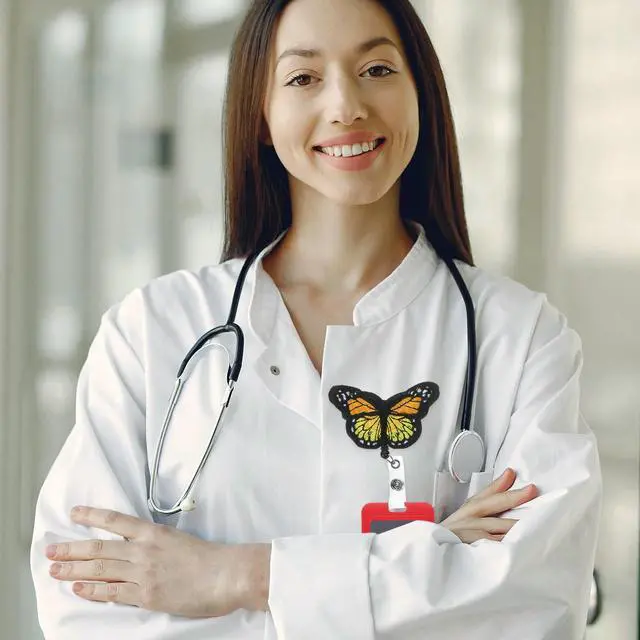 Main image of 4 Pcs Badge Holders for Nurses Clip Replacement Butterflies-shaped Cards Buckles