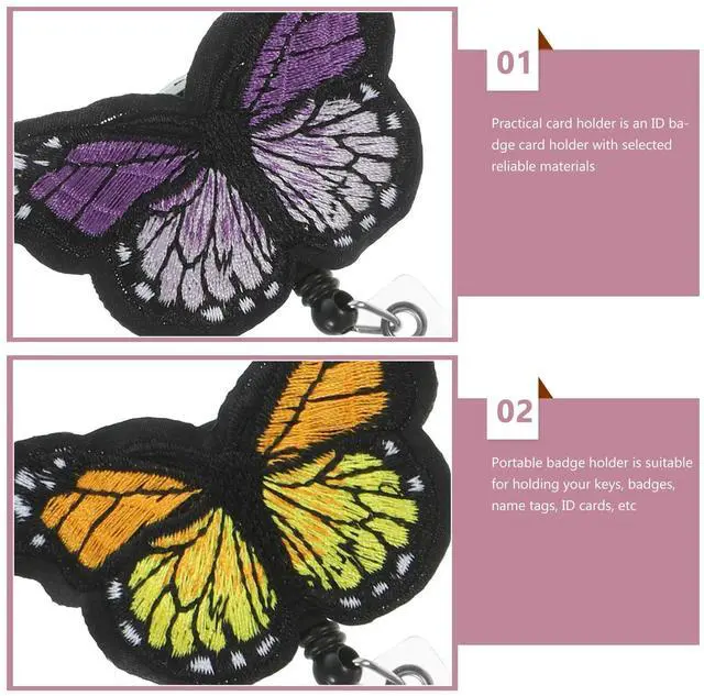 Alt view image 2 of 3 - 4 Pcs Badge Holders for Nurses Clip Replacement Butterflies-shaped Cards Buckles