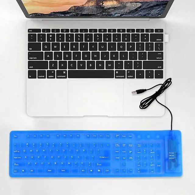 Main image of Roll Up USB Keyboard 109 Keys Waterproof Oilproof Silent Flexible Washable External Computer Foldable Silicone Keyboard