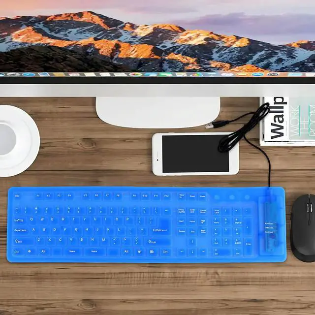 Alt view image 3 of 3 - Roll Up USB Keyboard 109 Keys Waterproof Oilproof Silent Flexible Washable External Computer Foldable Silicone Keyboard
