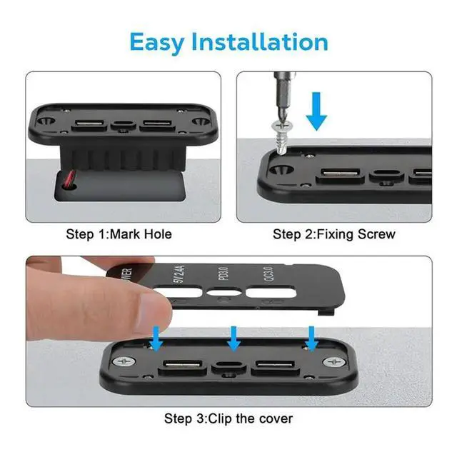 Alt view image 3 of 3 - 3X 3 Ports 12V USB Outlet , PD3.0 Type C, QC 3.0 USB A & 2.4A USB A Fast Socket Adapter For Car