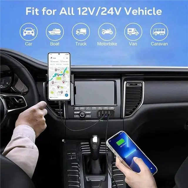 Alt view image 2 of 3 - 3X 3 Ports 12V USB Outlet , PD3.0 Type C, QC 3.0 USB A & 2.4A USB A Fast Socket Adapter For Car