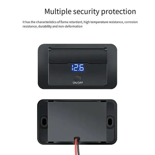 Alt view image 2 of 3 - 4X 4-Ports 12V 108W Dual PD+Dual QC3.0 USB W/ Digital Voltmeter Switch Socket Power Outlet Panel Adapte