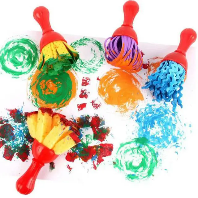 Alt view image 3 of 3 - 8Pcs Sponge Painting Brushes for Drawing Tool with Ergonomic Handle Prevents Messy Hands Art Craft Supplies DIY
