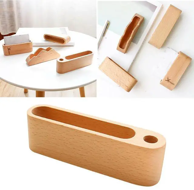 Main image of 1Pcs Premium Solid Wood Desktop Holder Stand Organizer for Wedding Table Number Business Card Id Menu Photo Display with Pen
