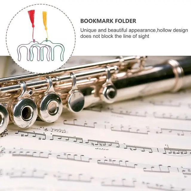 Alt view image 2 of 3 - 2Pcs l Music Book Page Clip Stainless Steel Shape Holder for Piano Scores Teaching Practice Hands-Free Reading