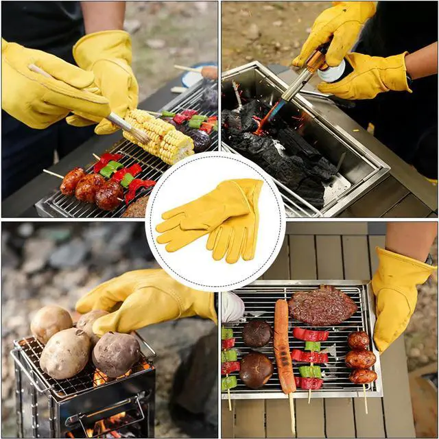 Alt view image 3 of 3 - 1Pair Anti-Scald Heat Insulation Bbq Gloves Thickened Protective Outdoor Grill Gloves Grill Glove Outdoor Glove