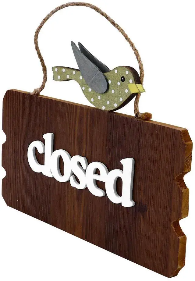 Alt view image 3 of 3 - Creative Double Side Open Closed Wood Welcome Door Sign Hanging Tag Rustic Bird Decor Front Door Wall Hanging Plaque