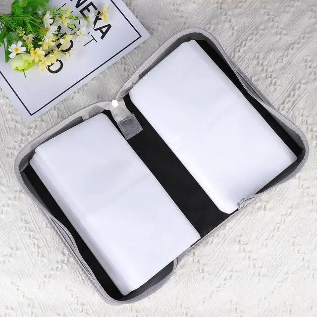 Alt view image 2 of 3 - Cd Bag Large Capacity Smooth Wear-Resistant Moistproof Zipper Dvd Pouch Organizer For Home Car Use Grey