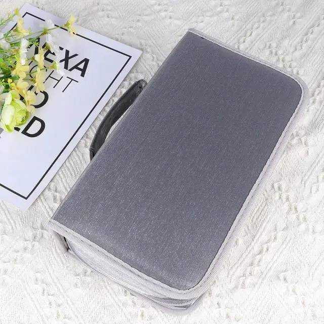 Main image of Cd Bag Large Capacity Smooth Wear-Resistant Moistproof Zipper Dvd Pouch Organizer For Home Car Use Grey