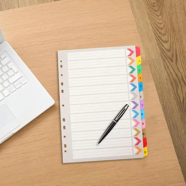 Alt view image 3 of 3 - 12 Sheets Household Binder Dividers Colored Index Tabs Writable Dividers for Notebook Planner Loose Leaf Page Markers Office