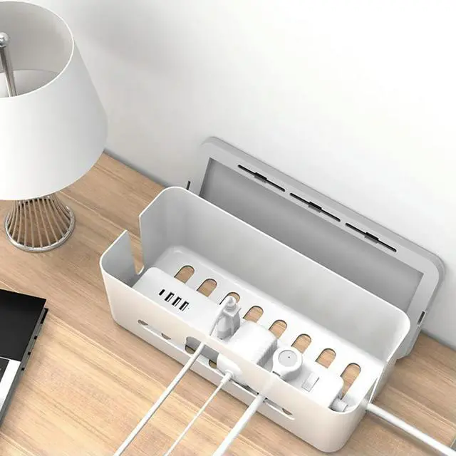 Main image of 1Pcs Premium Plastic Cable Management Box Nonslip Rubber Feet Phone Charging Holder for Home Office Bedroom Study