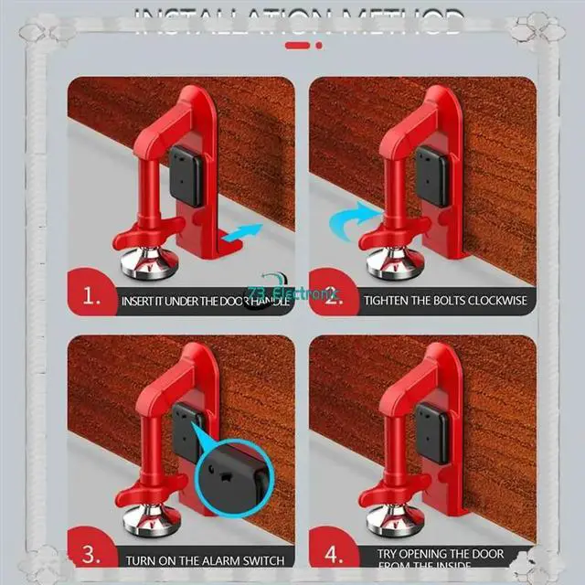 Alt view image 3 of 3 - Travel Alarm Door Stopper Door Blocker Door Lock Security Alarm Wedge