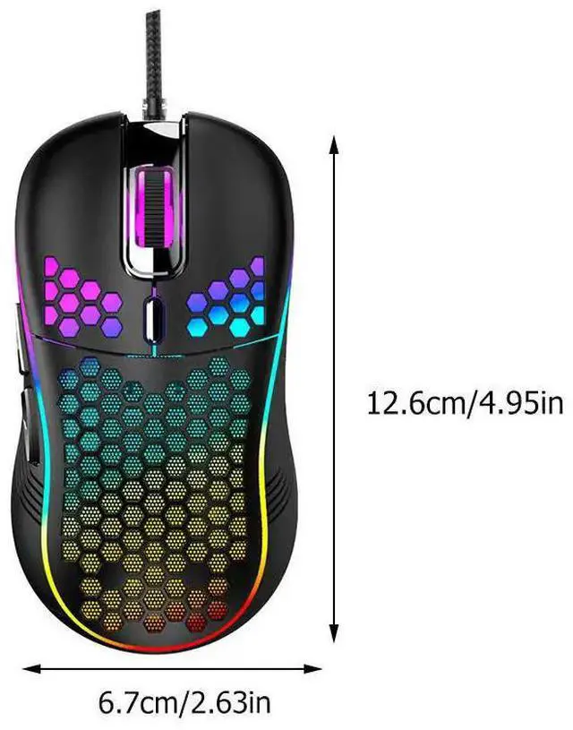 Alt view image 2 of 3 - 1Pcs Hollow-Out Gaming Mouse Black Wired Rgb Light Honeycomb Design Ergonomic Computer Mouse for Laptop Desktop Office Gaming