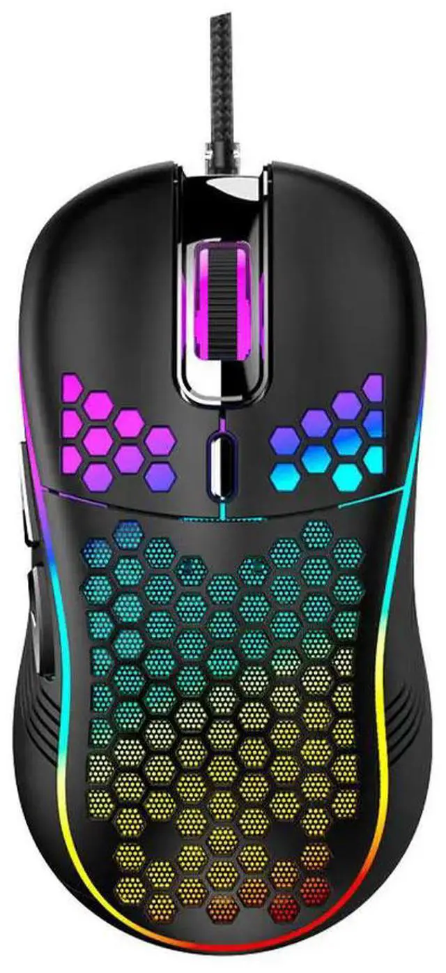 Alt view image 3 of 3 - 1Pcs Hollow-Out Gaming Mouse Black Wired Rgb Light Honeycomb Design Ergonomic Computer Mouse for Laptop Desktop Office Gaming