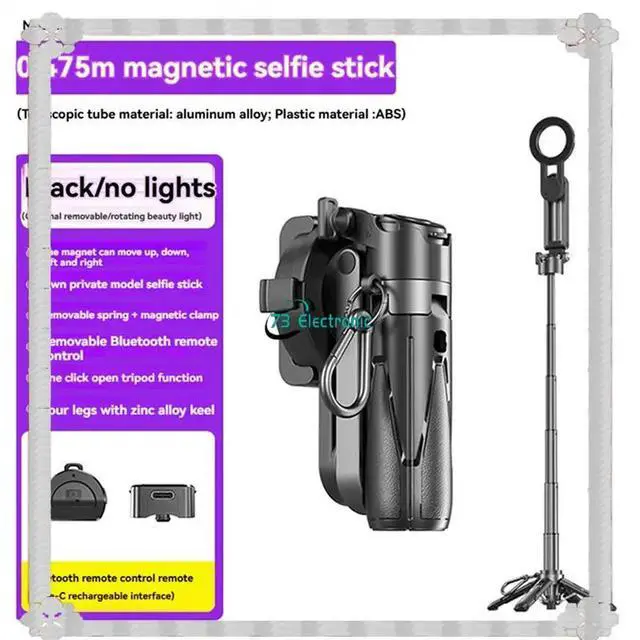 Alt view image 3 of 3 - Extendable Mini Bluetooth Selfie Stick Tripod With Magnetic Design - And Multi-Functional