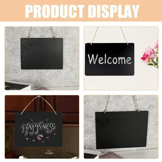 Alt view image 2 of 3 - 5Pcs Small Wooden Hanging Chalkboard Signs Mini Blackboard Message Board for Wall Door Office Home Decorative Erasable Wall Memo