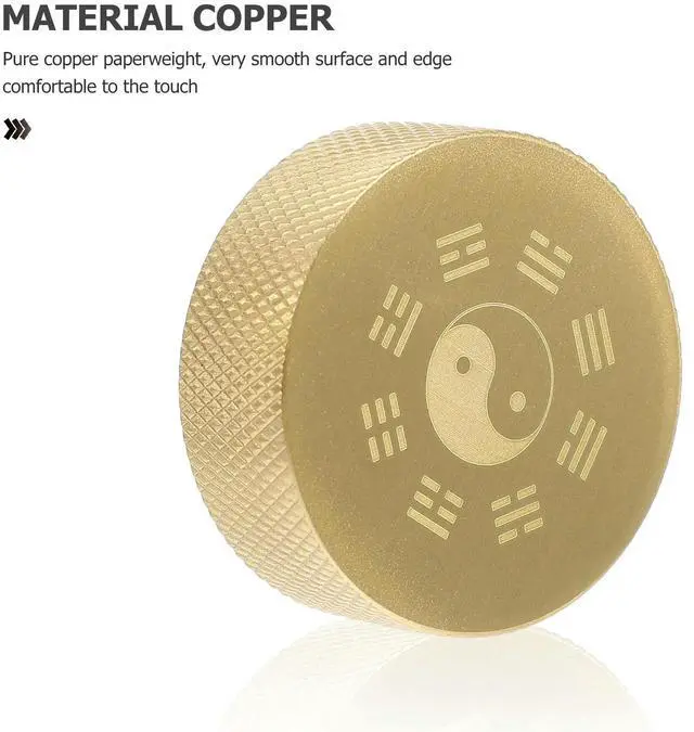 Alt view image 2 of 6 - Solid Copper Paperweight Chinese Calligraphy Training Weight Smooth Round Edges Desktop Decoration Study Room Office Table Decor
