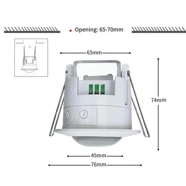 Alt view image 3 of 3 - 5X Ceiling Recessed PIR Motion Sensor Infrared Adjustable Detector For Corridor Warehouse Stairs Porch Lamp Swi