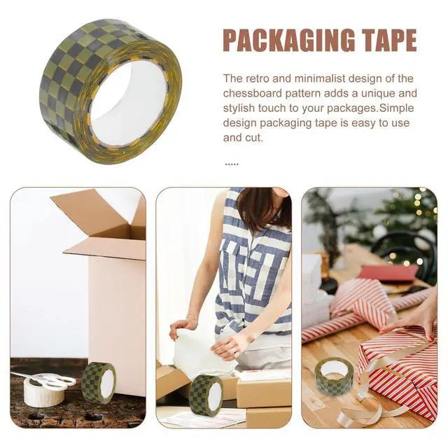 Alt view image 3 of 3 - 2 Rolls Checkerboard Pattern Washi For Packaging Sealing Sticky Duct Roll Shipping Packing Tape For Diy Crafts Boxes Adhesive